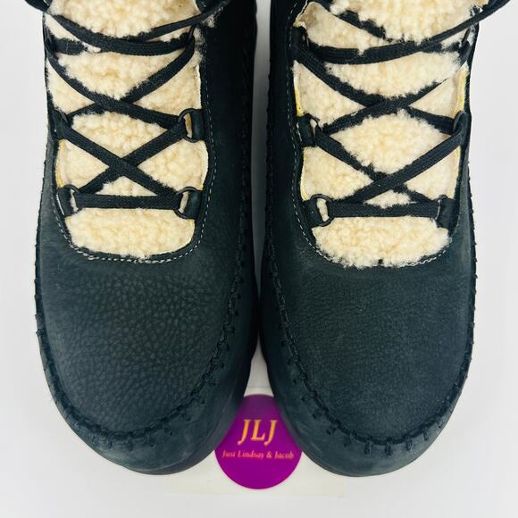 Manitobah Muklucks Women's Pacific Hiker Black Leather Shearling Boots Size 11 - Picture 4 of 11